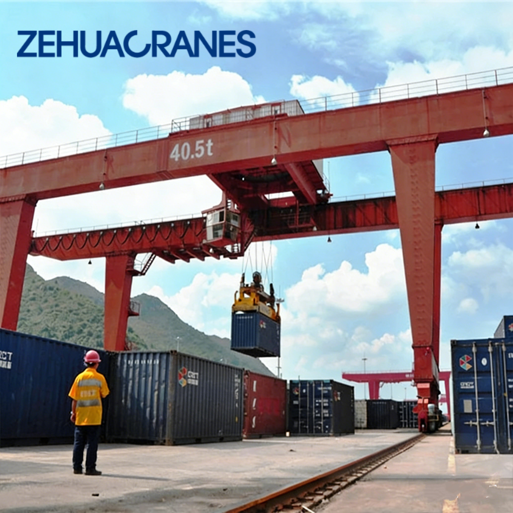Heavy Duty RMG Rail Mounted Gantry Crane 30T / 40T / 50T / 60T  Intelligent Automated Container Handling Gantry Crane