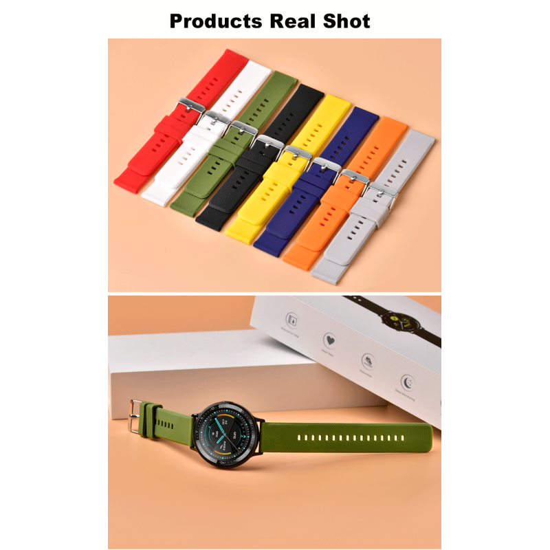 Quick-release Custom Silicone Watch Strap With Pin Buckle And Rubber Clasp | 18mm~22mm - SHX