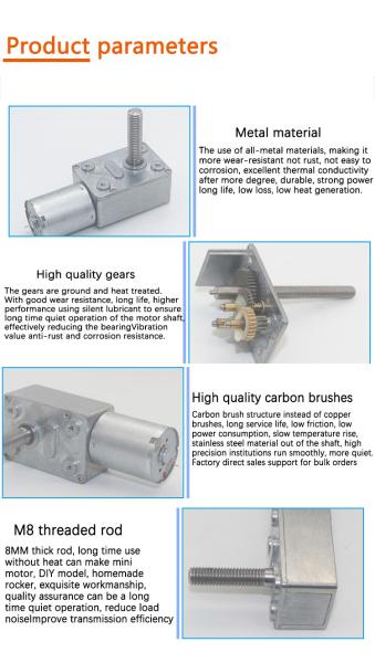 Micro M8 Worm Gear Motor Screw Shaft Customised For Smart Lock