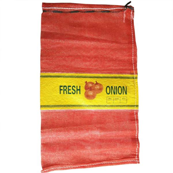 Bolsa de malla de leña y producción de 25 kg/50 kg de PP/PE Bolsa tubular de red Leno con cuerda de tracción