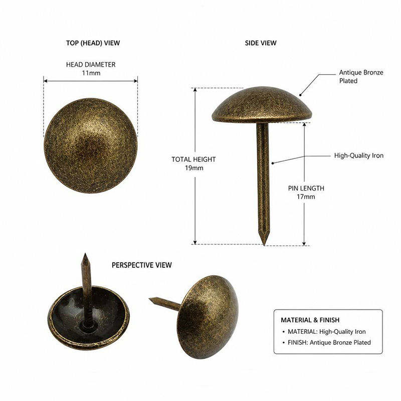 High Quality Thickened Upholstery Nails Round Head Decorative Tacks for Sofa Background Wall & Soft Package