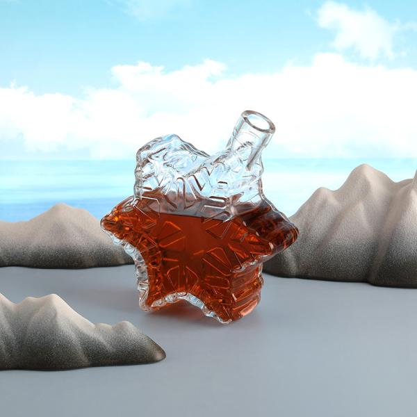 Girls' Super Flint Glass Star Shaped Liquor Bottle with Aluminum Plastic PP Collar