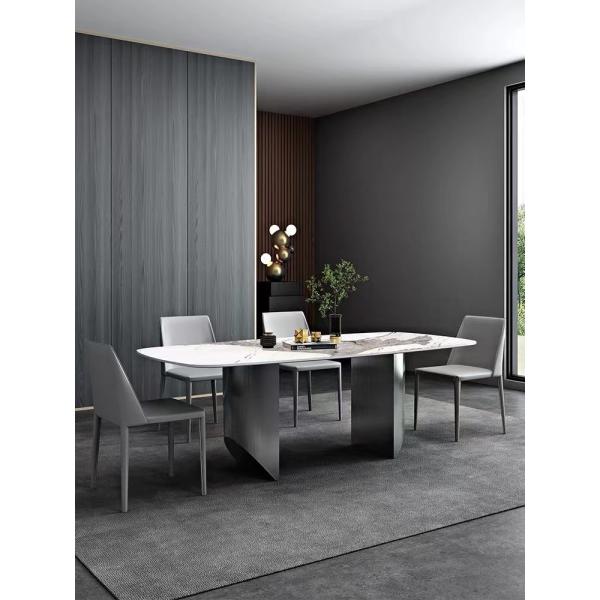 Impressive Aesthetics Stainless Steel Marble Dining Table Home Furniture