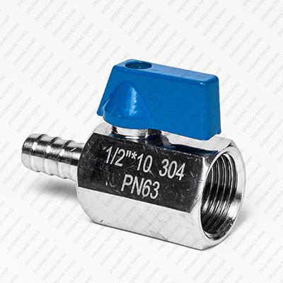 Stainless Steel Mini Ball Valve Barbed x Female Thread BSPP/NPT