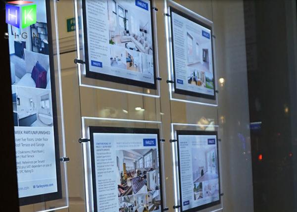 Indoor Crystal LED Estate Agent Window Displays Slim Lightbox Energy Saving