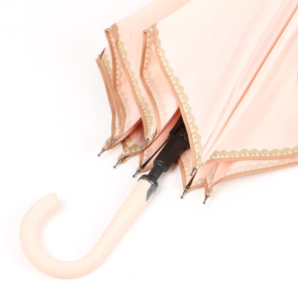 Khaki Ladies Lightweight Travel Umbrella , Ladies Walking Umbrella Plastic Curved Handle