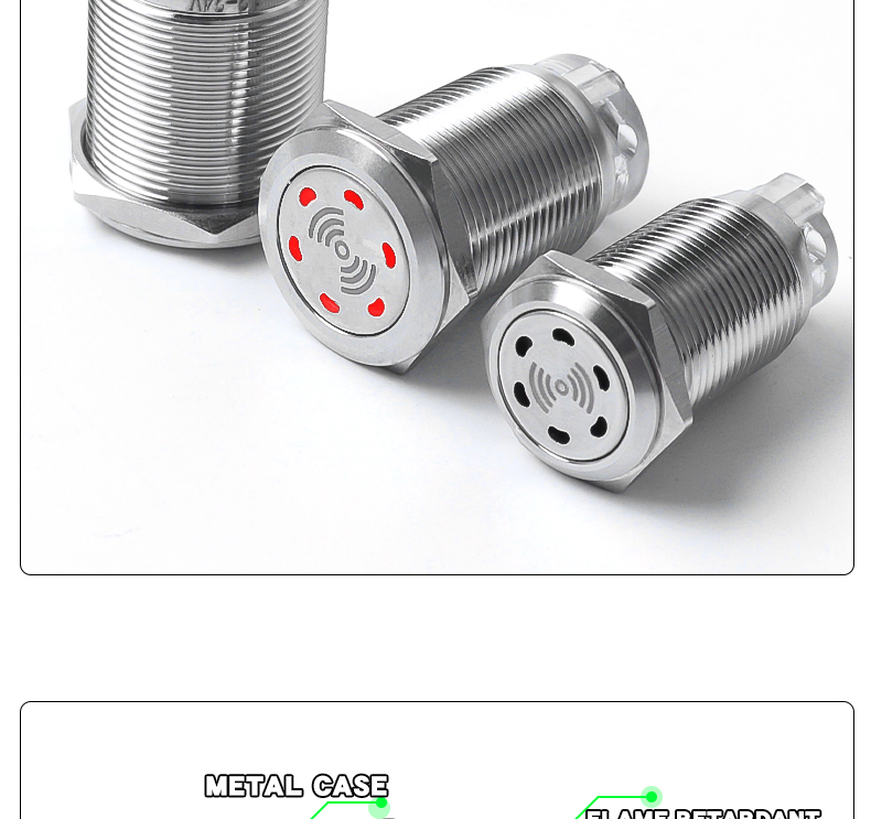 16MM 19MM 22MM IP65 Electronic Stainless Steel Metal Signal Buzzer with LED Intermittent Alarm Flashing Screw Terminal