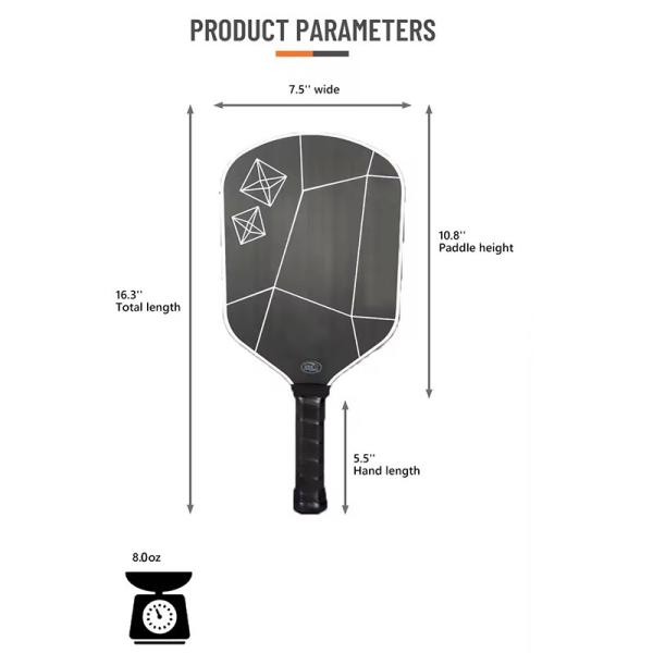 Customized Professional Pickleball Paddle 16mm With Extended Handle 16.3X7.5