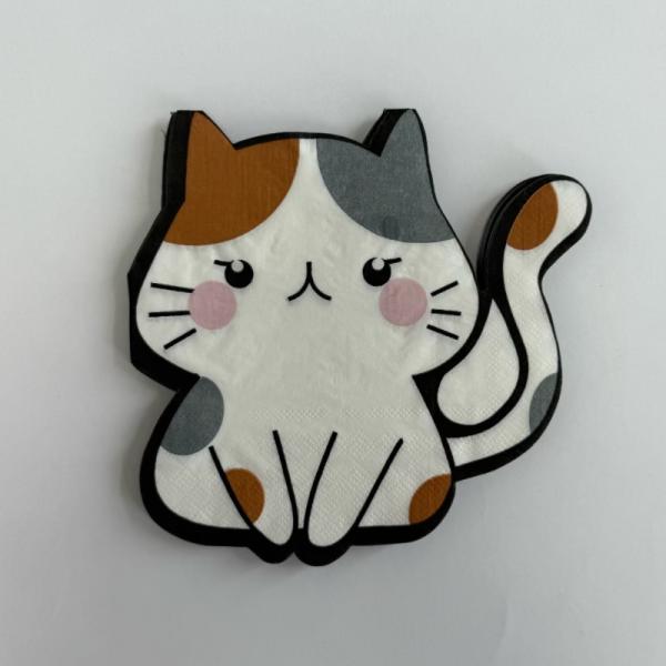 Kids Paper Napkins With Cats 27*27cm 1/4 Fold Cat Cocktail Napkins