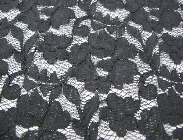 Grey Elastic Cord Lace Material / Floral Viscose Nylon Cotton Fabric CY-DK0011