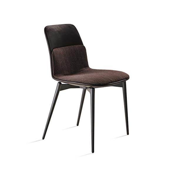 Beautiful Grey Leather Upholstered Dining Chairs Built - In Padded Seat