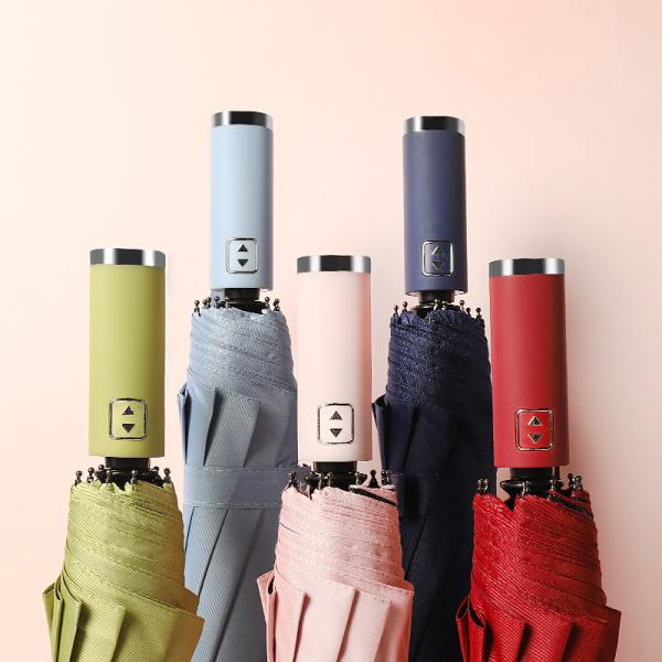 Portable Wind Resistant Sunscreen UV Protection 3 Folding Umbrella with Automatic Open
