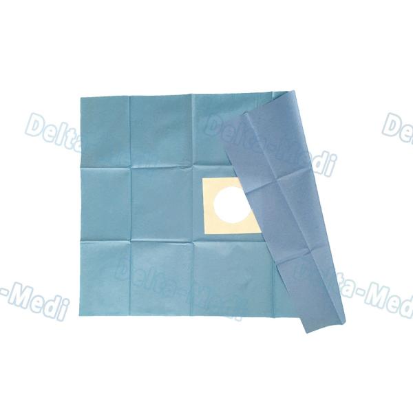 Blue Surgery Sterile Disposable Drapes With Circle Hole / Adhesive Tape