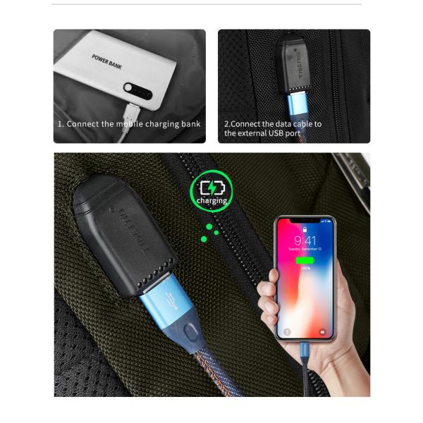 T-B3906 RFID Black Softback Waterproof Laptop Travel Backpack