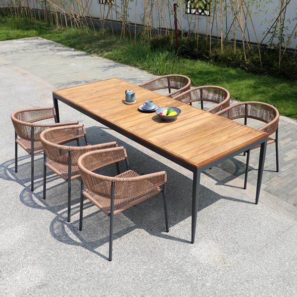 New Design Plastic Wood Table And Chair Set Waterproof Flexible Combination Table Bench Set