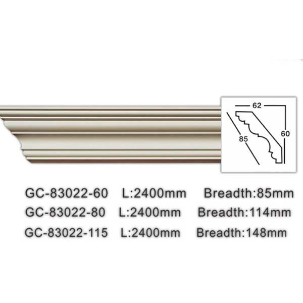 GC-83022 High Quality Country Ceilling Smooth Polyurethane Foam Molding Cornice