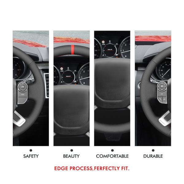 Car Accessories DIY Genuine Leather Hand Stitching Steering Wheel Cover for Land Rover Discovery 5 III (L462) IV(L405) 2015-2022