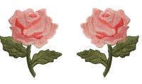 Twill Background Iron On Embroidery Flowers Shrink Proof 12C Color