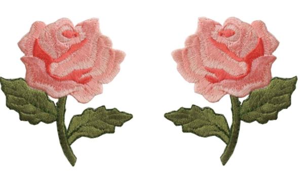 Twill Background Iron On Embroidery Flowers Shrink Proof 12C Color