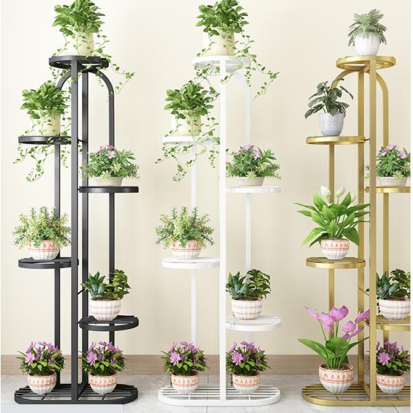 4 Tier Plant Stand Flower Pot Rack , Wrought Iron Corridor Plant Rack