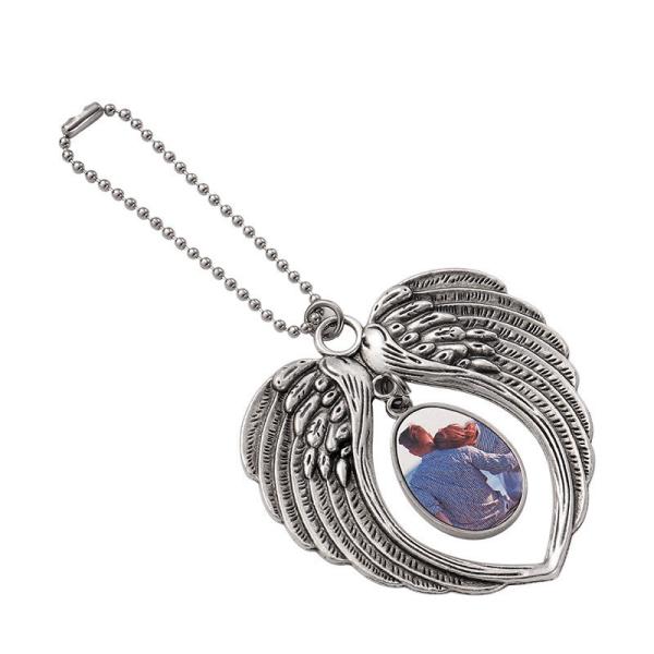 Suspension de voiture vierge par sublimation, aile d'ange, pour toujours dans mon cœur, ornements d'aile d'ange