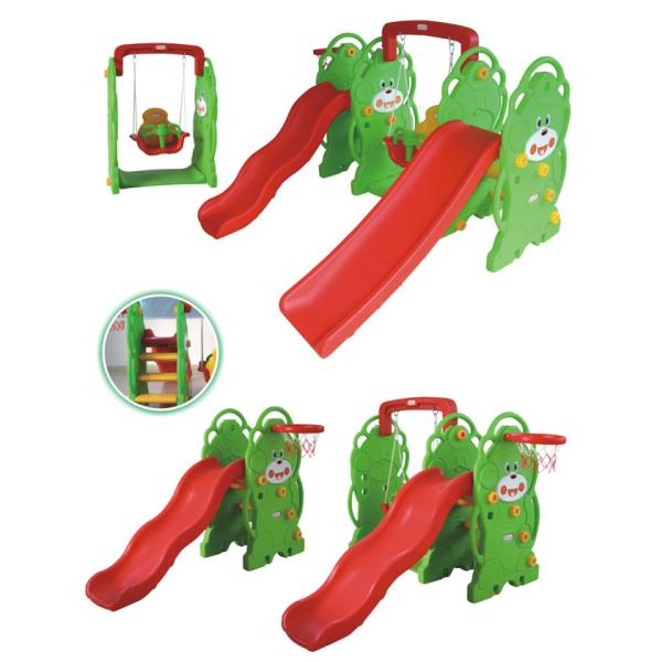 3 In 1 Kids Outside Toys Multifunction Plastic Kids Slide And Swing Colorful Baby Slide Swing Set