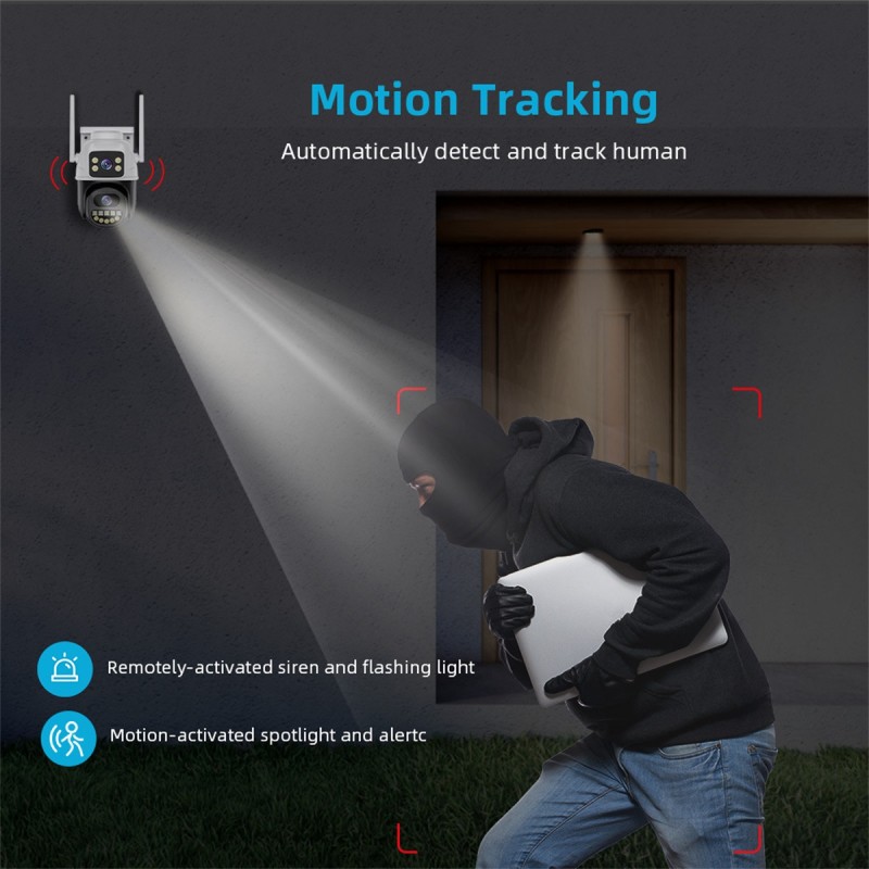 Wholesale 4MP HD Dual Lens CCTV IP Camera PTZ Security Waterproof Outdoor WIFI Two-Way Audio Cloud Storage Human Detect Track