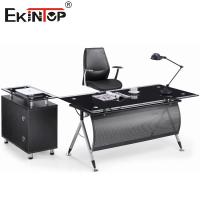 Rectángulo moderno Escritorio de vidrio ejecutivo Muebles de escritorio de computadora