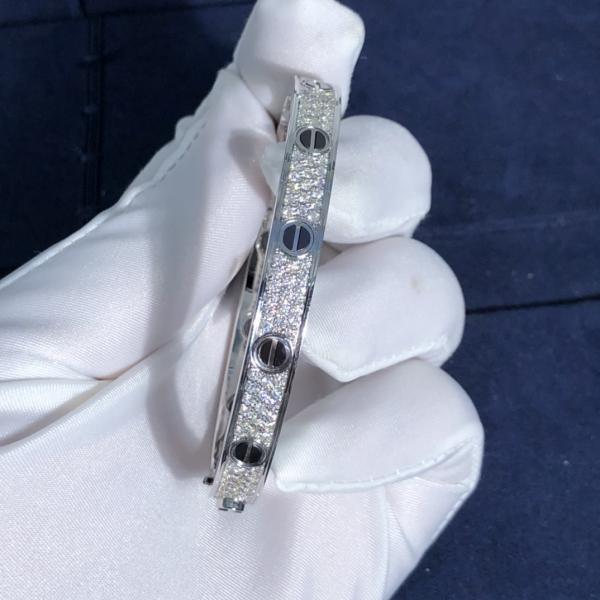 Factory Custom Fine Jewelry 18k White Ogold LOVE Bracelet, Diamond-Paved, Ceramic Bracelet