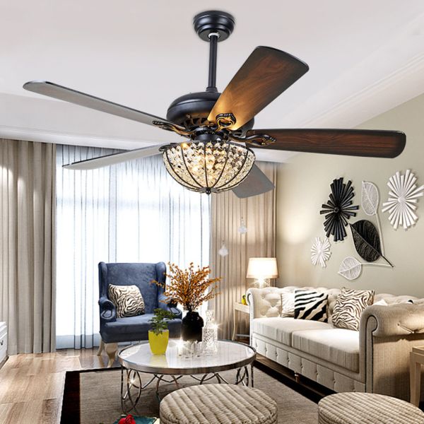 Luxury Ceiling Fan Light Remote LED Electric Fan Light with glass lampshade metal Stealth Fan Light (WH-VLL-28)
