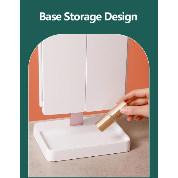 Trifold vanity Lighted Magnifying Makeup Mirror Cosmetic ABS Plastic