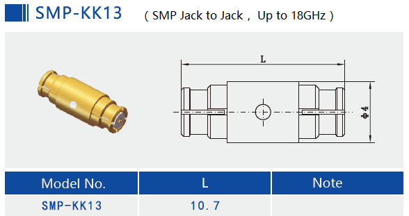Straight SMP Female to Female SMP Jack to Jack Adapter Frequency Up To 18GHz 40GHz with Length 10.7mm