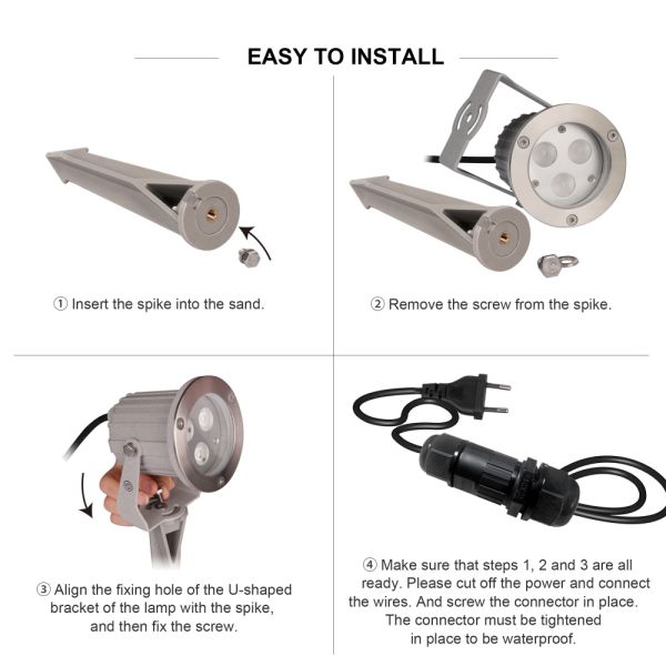 Waterproof LED Garden Spot Lights With Plastic Spike LED GU10 MR16 Bulb For Garden Yard