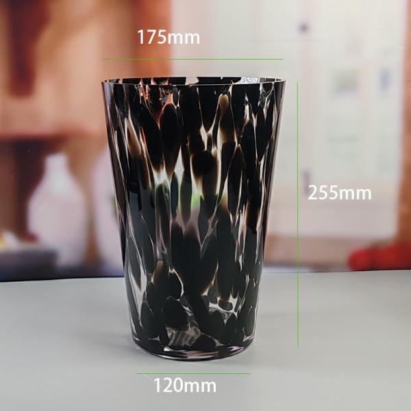 Handmade Amber Glass Vase Modern Unique Vase for Table Centerpiece Decorative Flower Vases for Home Office Wedding(S size)
