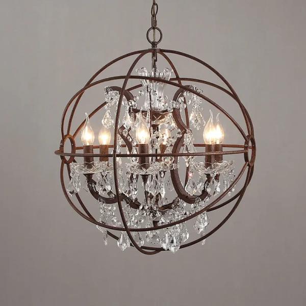 Год сбора винограда ясной люстры шара металла ржавчины Кристл промышленный декор