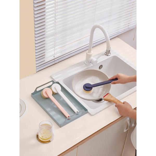 Kitchen Sink Stove Decontamination Dish Cleaning Brush Long Handle 11.3cm Length
