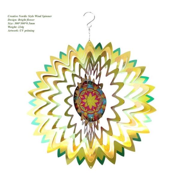 Estilo nórdico criativo do girador de aço inoxidável brilhante do vento do jardim da flor