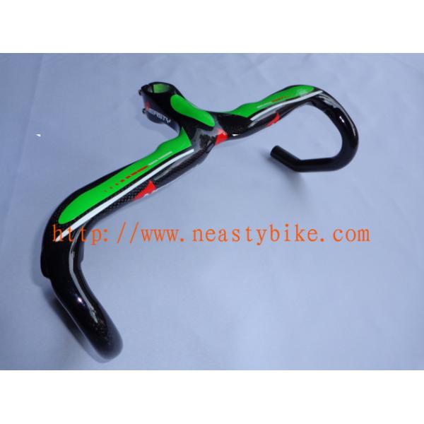 HB-NT13 NEASTY-Full Carbon Road Bike Parts/Bicycle Green Handlebar with integrated Stem
