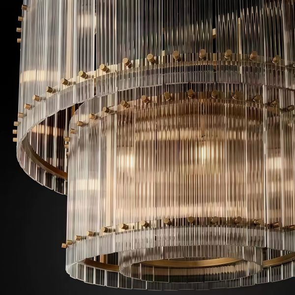 JYLIGHTING Modern Contemporary Drum Iron Pendant Chandelier, Vertical Slatted Iron Shade Suspension Light for Kitchen Island & Lobby