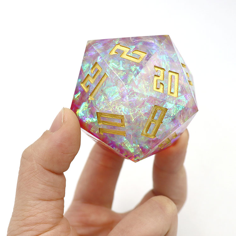 Customized Size Resin Material 20 Sided Dice with Customized Logo for DND Games
