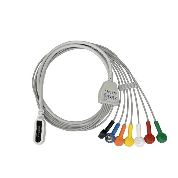 7 Lead Holter Cable For GE SEER 1000 Snap Connector 2104813-001 1.1m