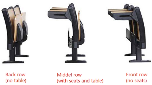 Classic Amphitheater School Meeting Room Chair Metal Frame Plywood Interlocked