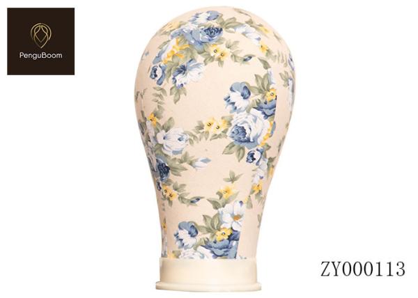 Strong Aging Resistance Pierceful Canvas Wig Head Blue Floral Color