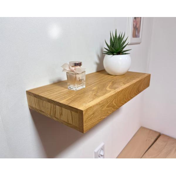 Floating Secret Compartment Shelf Description for Organizing Valuables in Rustic Oak