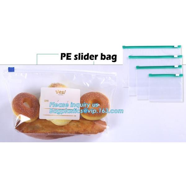 Slider Freezer Custom Transparent LDPE Plastic Waterproof Zip lockk Storage Bag, Slider zipper clear plastic PE POLY water