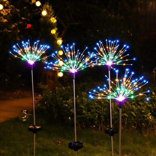 O feriado exterior do diodo emissor de luz ilumina os fios de cobre amarra a luz solar do fogo de artifício da paisagem de DIY