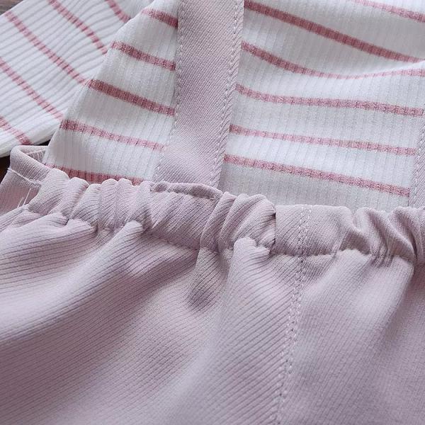 43.4in Striped Summer Children'S Clothing White Overalls Casual Strap Shorts