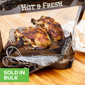 Rotisserie Chicken Bag, Hot & Cold Ready-To-Eat Meal. Microwave Resealable Freezer
