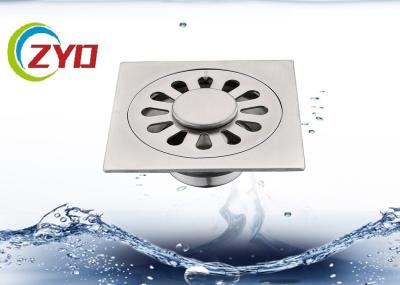 Square Cover Pop Up Floor Drain , Brushed Removable Bathroom Drain Grates