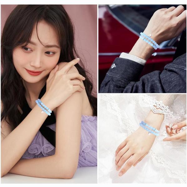 8мм Аметист Синий Аквамарин Драгоценный Камень Браслеты Кристалл Лечение